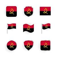 angola vlag iconen set vector