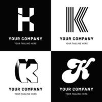 zwart-wit letter k logo set vector