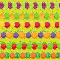 naadloze patroonachtergrond van appel, sinaasappel, pruim, kers vector