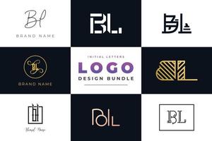 set collectie beginletters bl logo ontwerp. vector