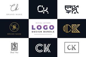 set collectie beginletters ck logo ontwerp. vector