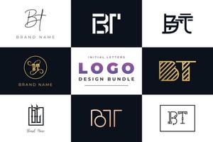 set collectie beginletters bt logo ontwerp. vector