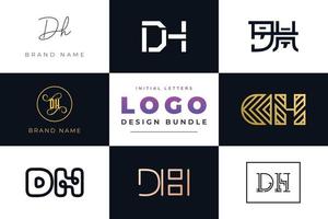 set collectie beginletters dh logo ontwerp. vector