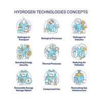 waterstof technologieën concept iconen set vector