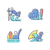 watersport rgb kleur iconen set vector