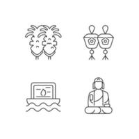 Taiwanese cultuur lineaire iconen set vector