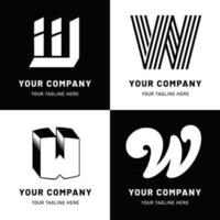 zwart-wit letter w logo set vector