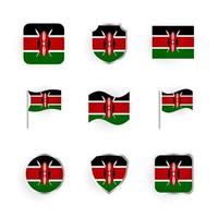 kenia vlag iconen set vector