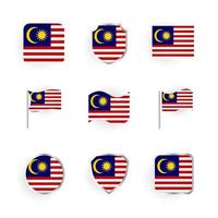 Maleisië vlag iconen set vector