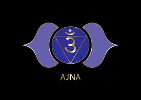 derde oog chakra ajna logo sjabloon. het zesde frontale chakra, sacrale vector