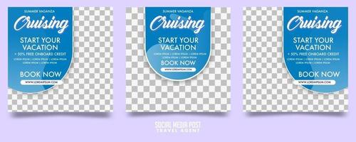 cruise reisbureau social media post sjabloon vector