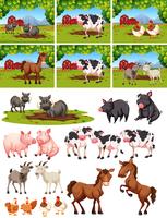 Set van dieren op de boerderij vector