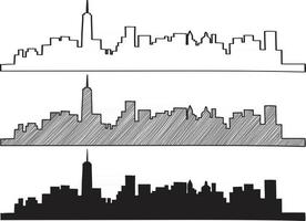schets uit de vrije hand van de skyline van new york city vector