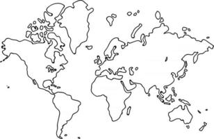 uit de vrije hand schets van de wereldkaart op witte achtergrond vector
