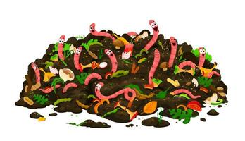landbouw tekenfilm boerderij compost worm tekens vector