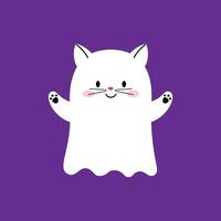 tekenfilm halloween kawaii geest kat karakter vector
