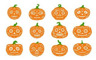 halloween Mexicaans pompoenen calavera schedels vector