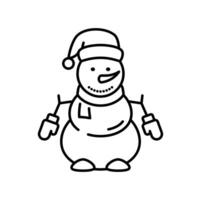 sneeuwman karakter Kerstmis dun lijn icoon vector
