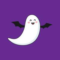 tekenfilm kawaii halloween geest met knuppel Vleugels vector