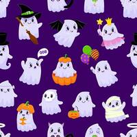 tekenfilm halloween kawaii geest tekens patroon vector