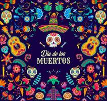 Mexicaans dia de Muertos banier met suiker schedels vector