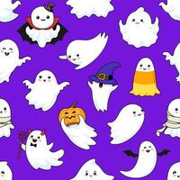 tekenfilm grappig kawaii halloween geesten patroon vector
