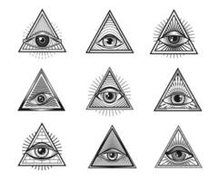 illuminati ogen met metselaar piramide occult tatoeëren vector