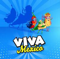 Mexicaans superheld karakters, viva Mexico poster vector