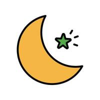 halve maan maan en ster voor Islamitisch religie symbool. moslim moskee. Ramadan kareem, eid al fitr mubarak.moon en ster, Islam, moslim, Ramadan icoon. vector illustratie.ontwerp Aan wit achtergrond. eps10