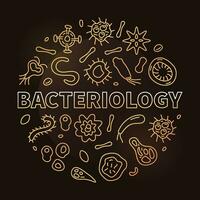 bacteriologie vector onderwijs concept ronde gouden banier in schets stijl