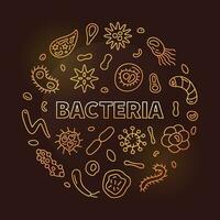 bacterie concept vector gouden ronde banier met bacterie dun lijn symbolen - wetenschap modern illustratie