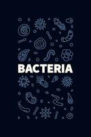 bacterie concept schets vector verticaal blauw modern banier met microben lijn tekens