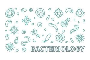 bacteriologie vector microbiologie wetenschap concept schets horizontaal banier