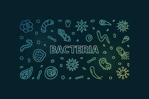 bacterie concept vector gekleurde horizontaal banier met bacterie dun lijn symbolen - wetenschap modern illustratie