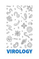 virologie concept microbiologie en virus lijn verticaal banier - vector illustratie