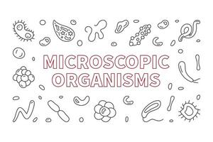 microscopisch organismen vector bacteriologie lijn horizontaal banier - microorganisme illustratie