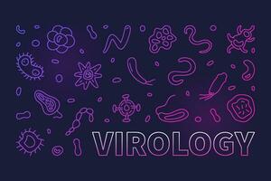 virologie concept wetenschap en virus schets gekleurde horizontaal banier - vector illustratie
