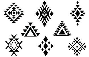 oosters etnisch patroon. reeks van etnisch ornamenten. tribal ontwerp, meetkundig symbolen voor tatoeëren, logo, kaarten, kleding stof decoratief werken. traditioneel afdrukken vector illustratie. Aan wit achtergrond.