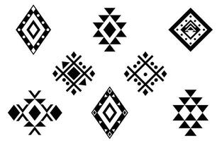 oosters etnisch patroon. reeks van etnisch ornamenten. tribal ontwerp, meetkundig symbolen voor tatoeëren, logo, kaarten, kleding stof decoratief werken. traditioneel afdrukken vector illustratie. Aan wit achtergrond.