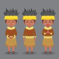 Papoea-Indonesisch karakter met verschillende uitdrukkingen vector