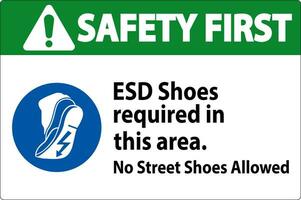 veiligheid eerste teken esd schoenen verplicht in deze Oppervlakte. Nee straat schoenen toegestaan vector