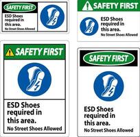 veiligheid eerste teken esd schoenen verplicht in deze Oppervlakte. Nee straat schoenen toegestaan vector