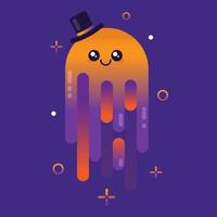 schattig halloween-spook met een hoed. vector