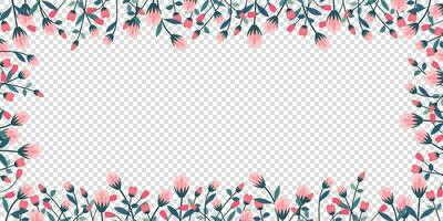 groet kaart bloemen horizontaal kader. roze bloemen vector illustratie