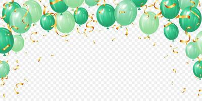 viering partij banier met groen ballonnen achtergrond vector illustratie. kaart luxe groet ontwerp