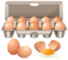 Karton van eieren en rauwe eierdooier