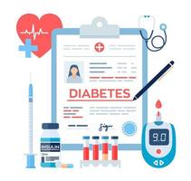 medische diagnose - diabetes. diabetes mellitus type 2 en insuline vector