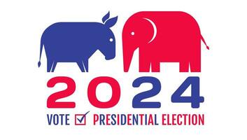 vector wijnoogst banier voor 2024 presidentieel verkiezing in Verenigde Staten van Amerika. vector illustratie van ezel en olifant.