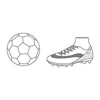 hand- getrokken tekenfilm vector illustratie voetbal bal en sport schoen icoon geïsoleerd Aan wit achtergrond