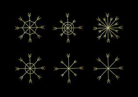 vector tekening reeks van goud schitteren sneeuw vlokken